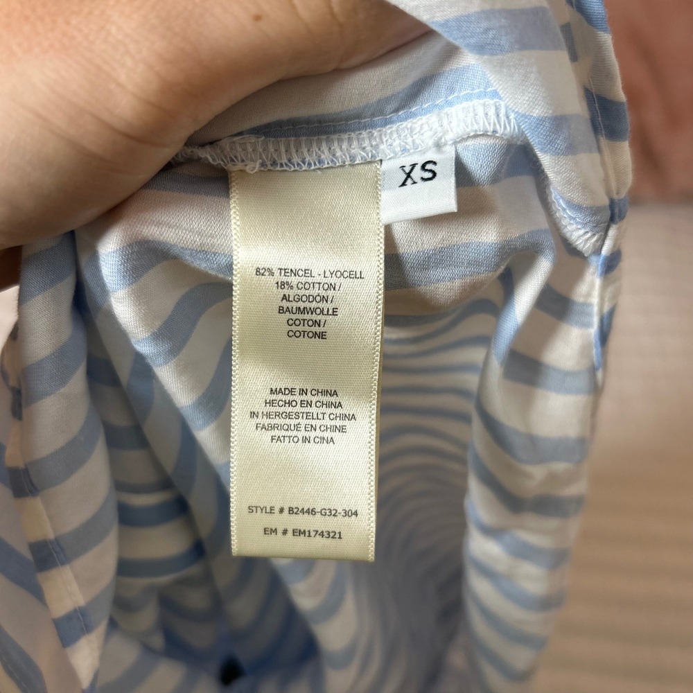 Bella Dahl Blue White Striped Tencel Cotton Button Down Shirt XS B2446-G32-304 - Picture 6 of 6